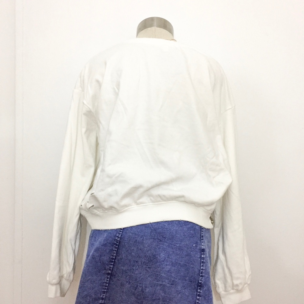 NWT White Crop Sweat Shirt - Picture 8 of 8